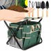 7 Piece Garden Seat Tool Set - 5 Tools: Pruner, Hand Shovel, Cultivator (Hand Rake or Hoe), Trowel, and Weeding Fork.   
